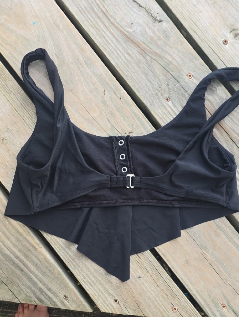 No Boundaries Black Scoop Swim Bikini Top with Eyelet Detail - Picture 4 of 10